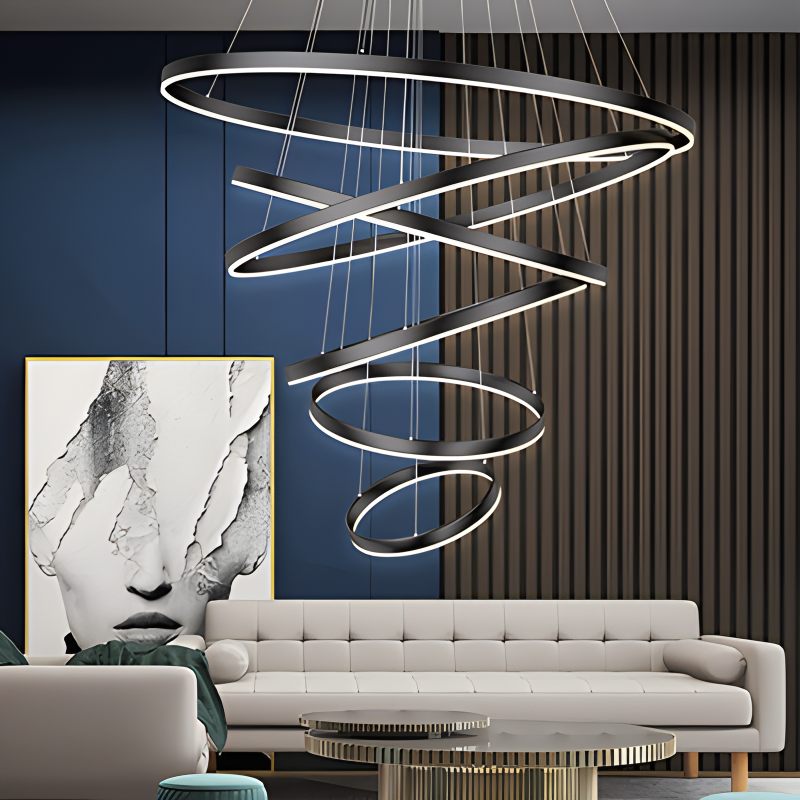 Antizer Tiered Ring Chandelier with Multi-Layer Rings