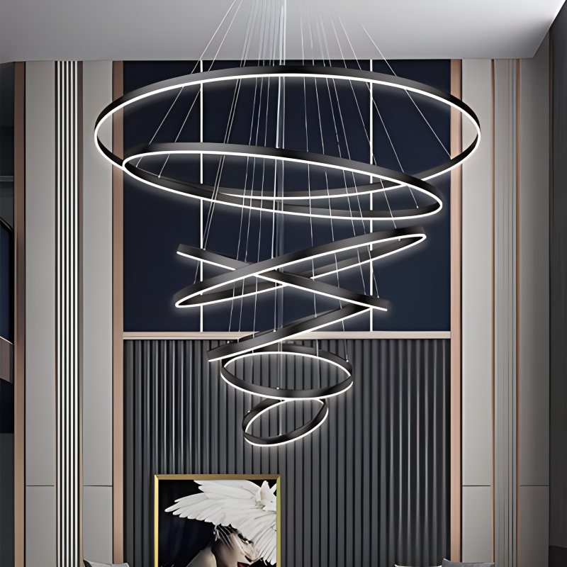 Antizer Tiered Ring Chandelier with Multi-Layer Rings