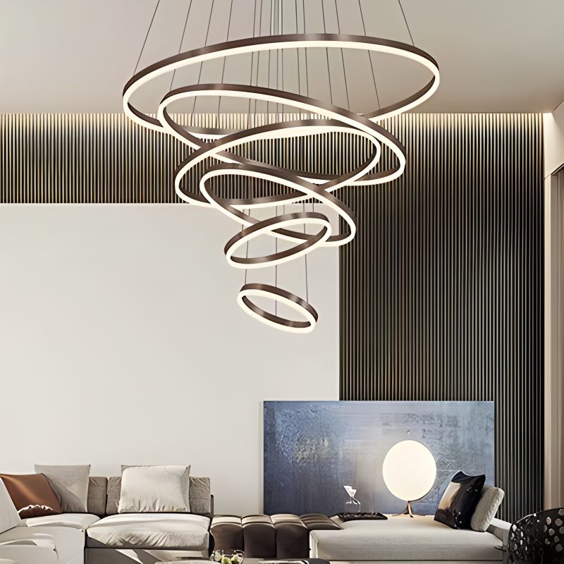 Antizer Tiered Ring Chandelier with Multi-Layer Rings
