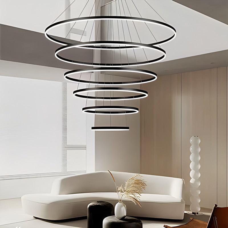 Antizer Tiered Ring Chandelier with Multi-Layer Rings