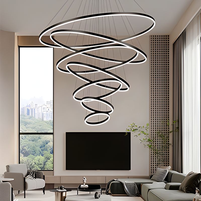 Antizer Tiered Ring Chandelier with Multi-Layer Rings