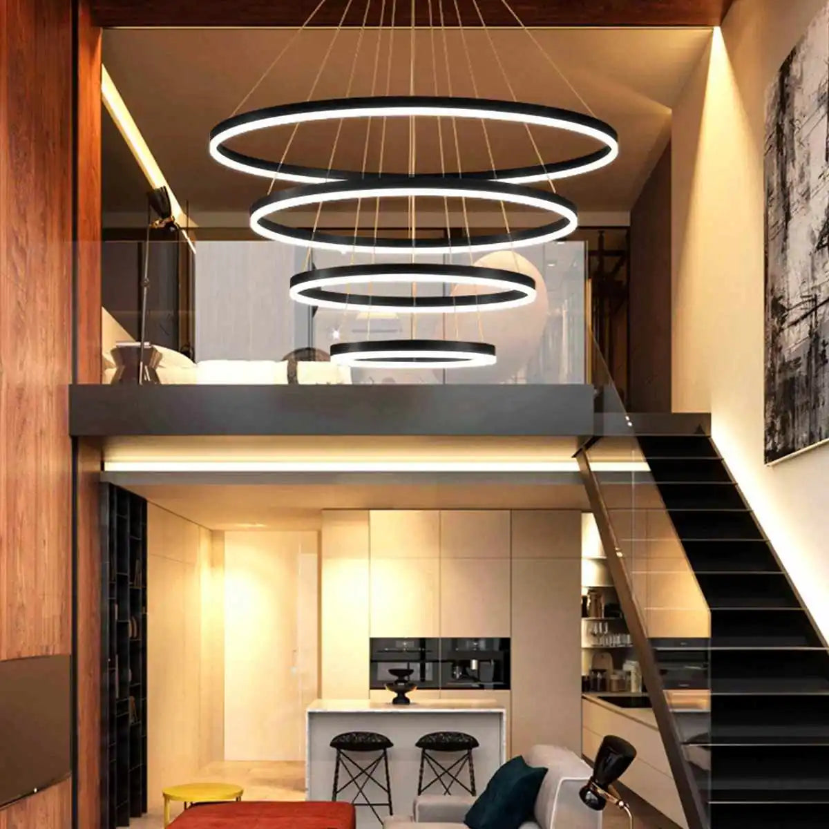 Antizer Tiered Ring Chandelier with Multi-Layer Rings