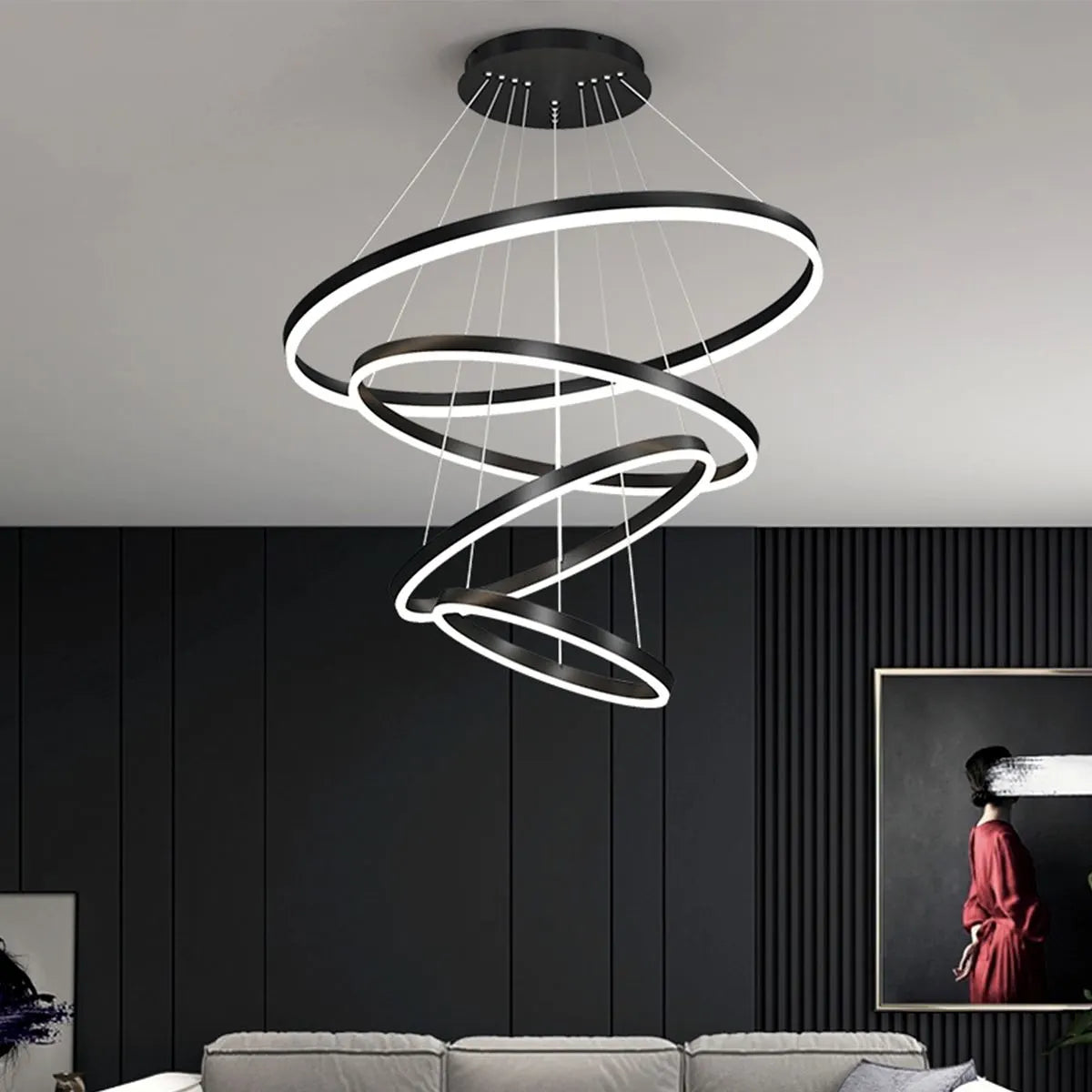 Antizer Tiered Ring Chandelier with Multi-Layer Rings