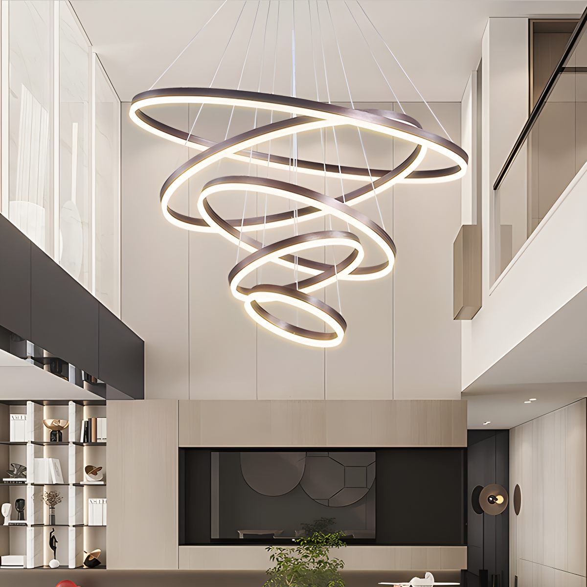 Antizer Tiered Ring Chandelier with Multi-Layer Rings