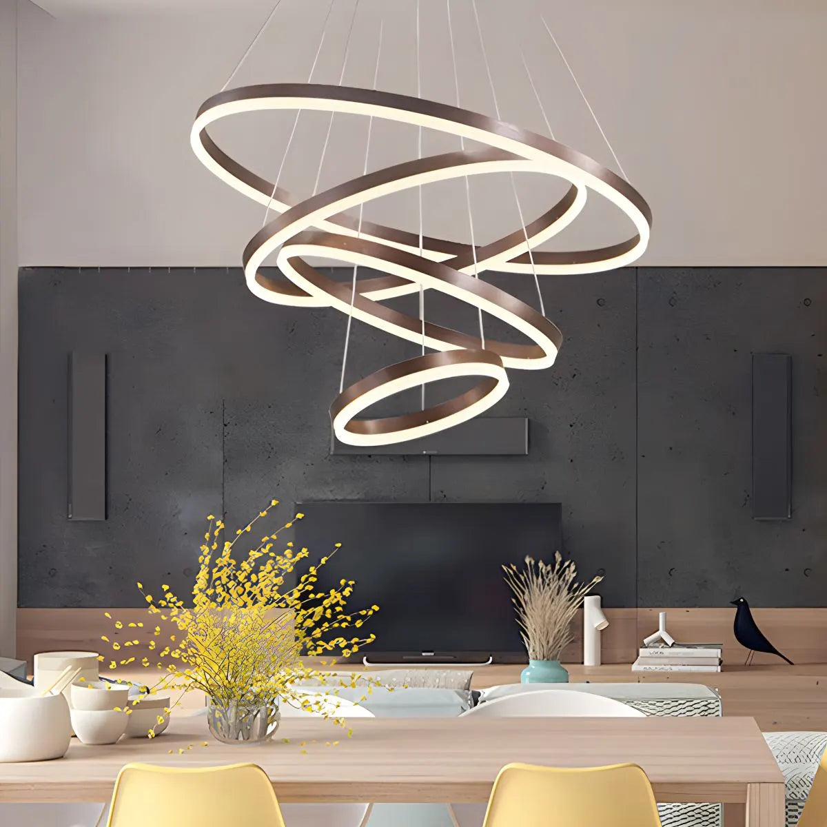 Antizer Tiered Ring Chandelier with Multi-Layer Rings