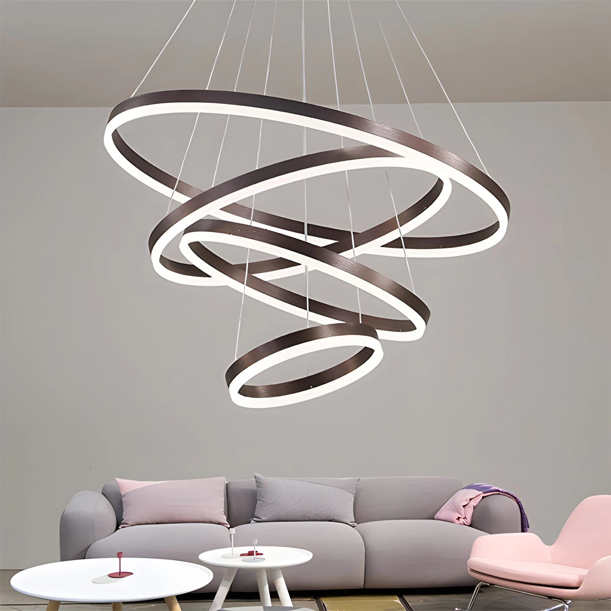 Antizer Tiered Ring Chandelier with Multi-Layer Rings