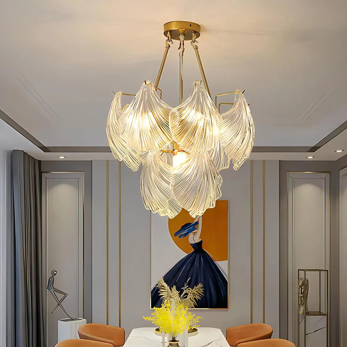 Antizer Vintage Rowan Glass Shell Chandelier