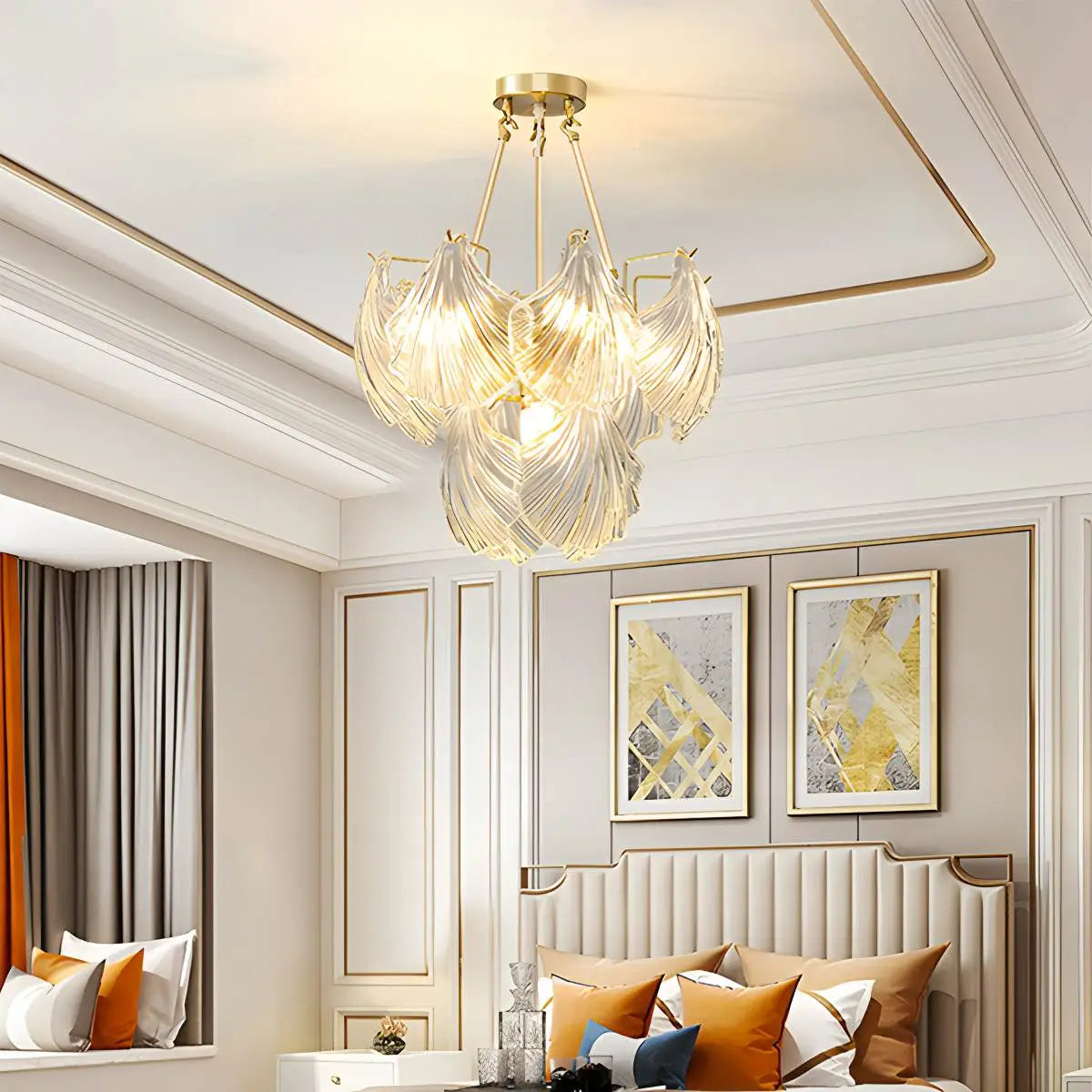 Antizer Vintage Rowan Glass Shell Chandelier