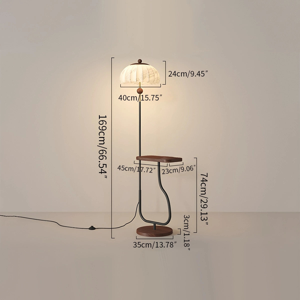 Antizer Fabric Pumpkin Shape Floor Lamp with Tray