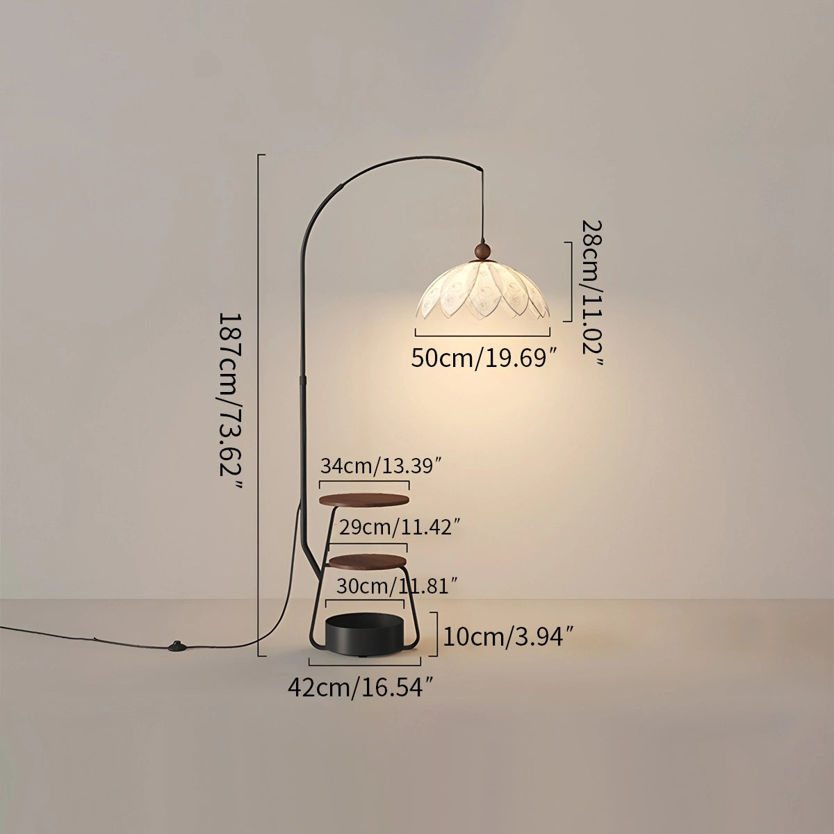 Antizer Retro Flower Bud Fishing Floor Lamp with Shelf