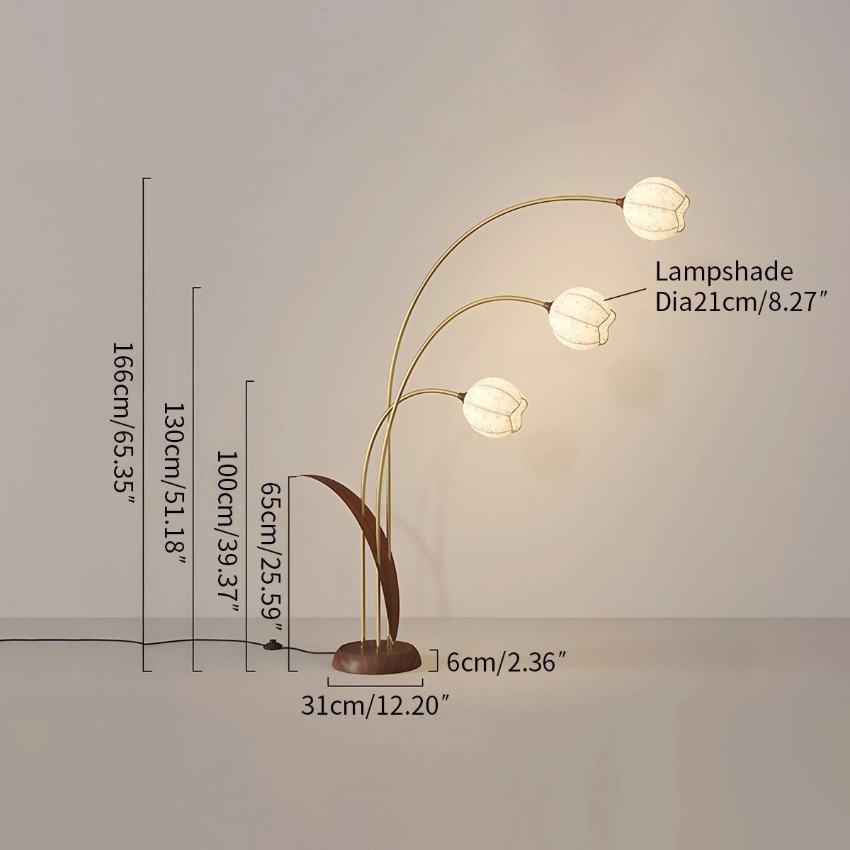 Antizer Three-Head Flower Bud Lampshade Floor Lamp