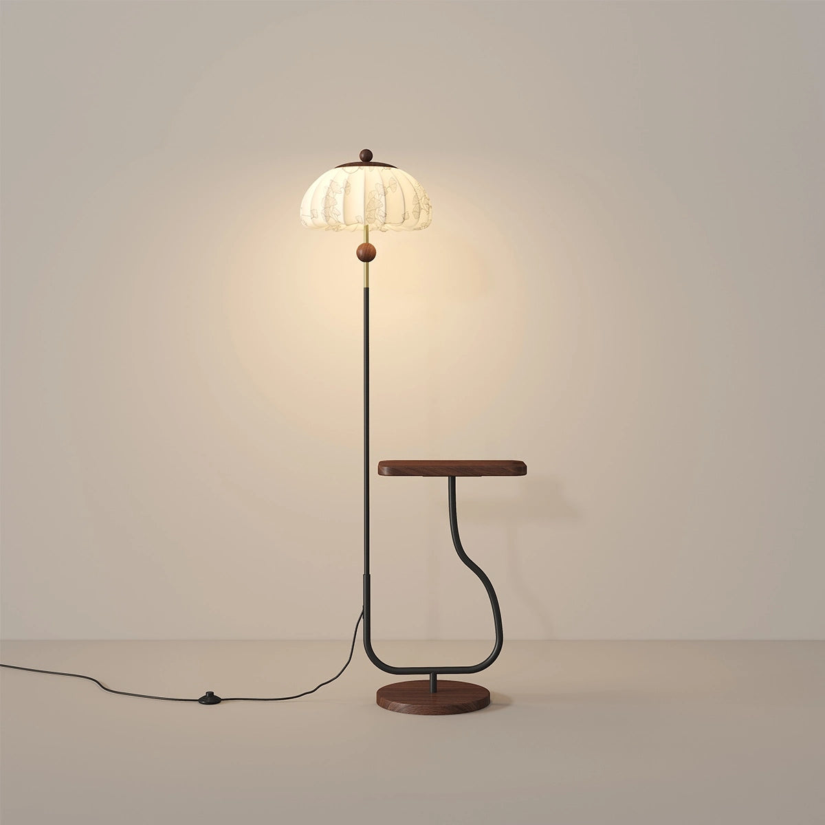 Antizer Fabric Pumpkin Shape Floor Lamp with Tray
