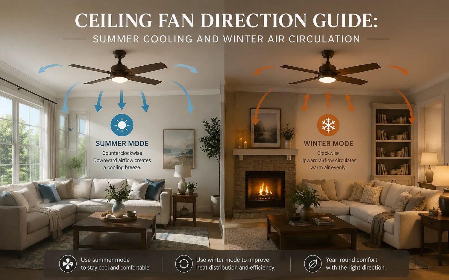 Ceiling Fan Direction Guide: Summer Cooling and Winter Air Circulation