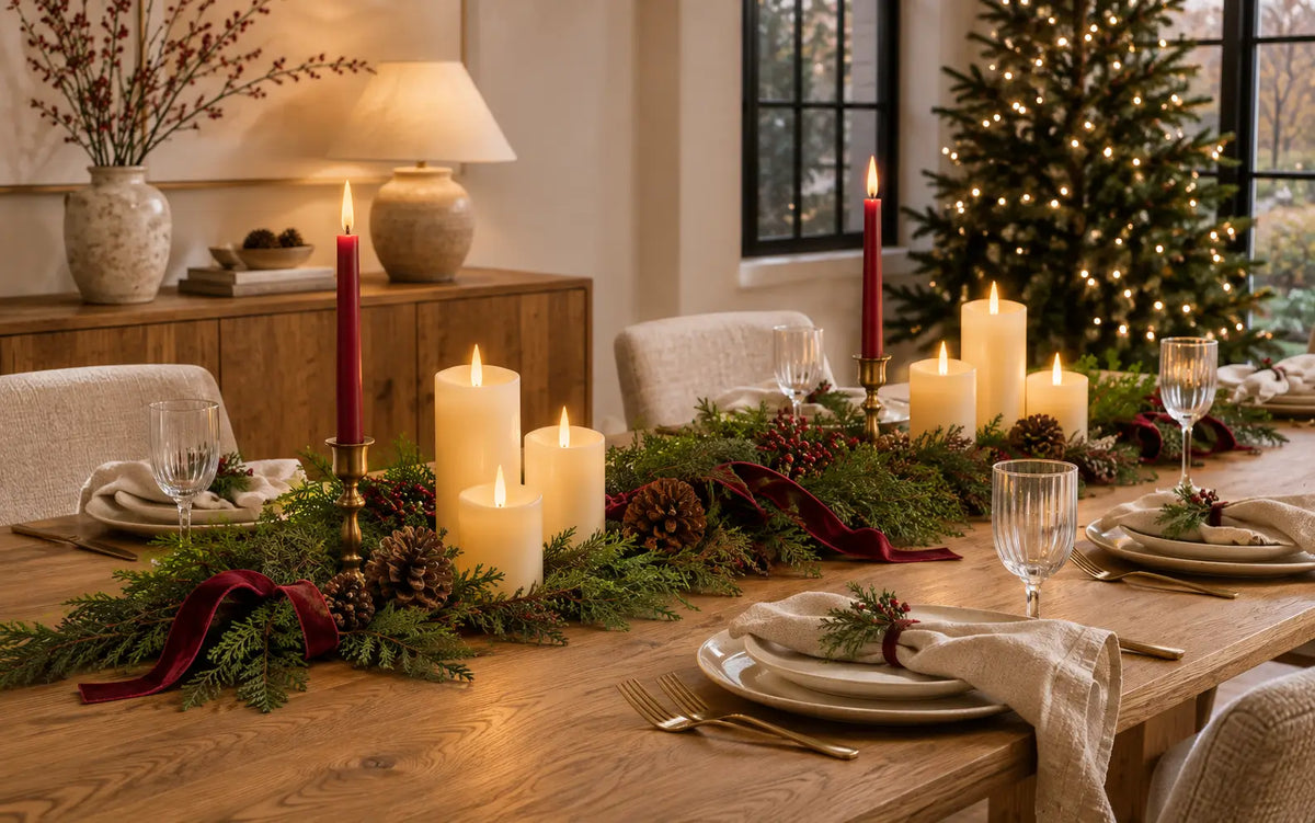 Christmas Table Centerpieces with Flameless Candles: 7 Layout Ideas