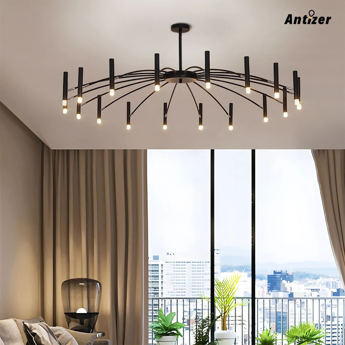 Antizer Modern Adjustable Candelabra Chandelier for Living Room