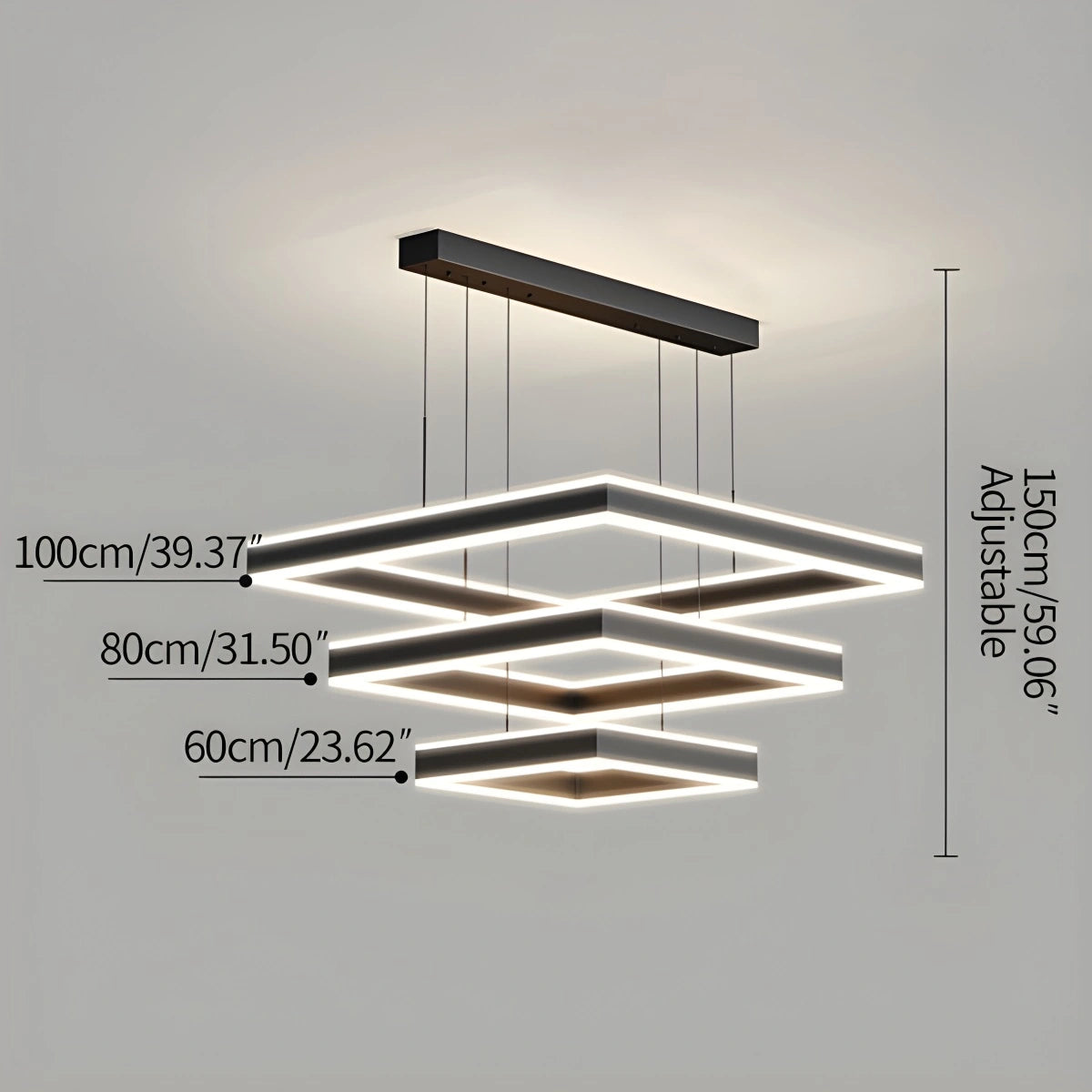 Antizer Tiered Black Square Pendant Lamp for Living Room
