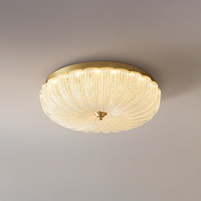 Antizer Vintage Textured Glass Scalloped Ceiling Light