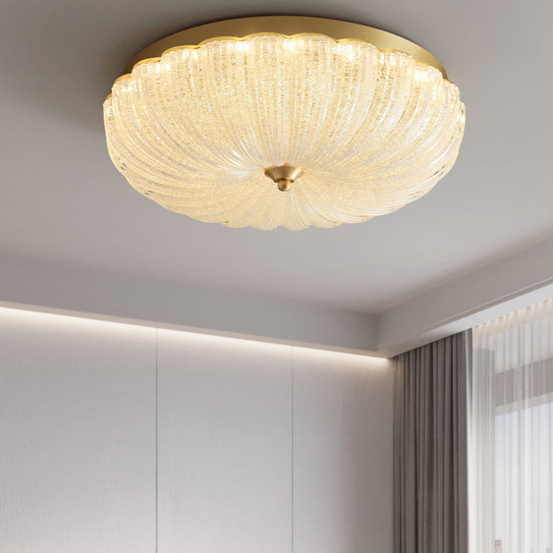 Antizer Vintage Textured Glass Scalloped Ceiling Light