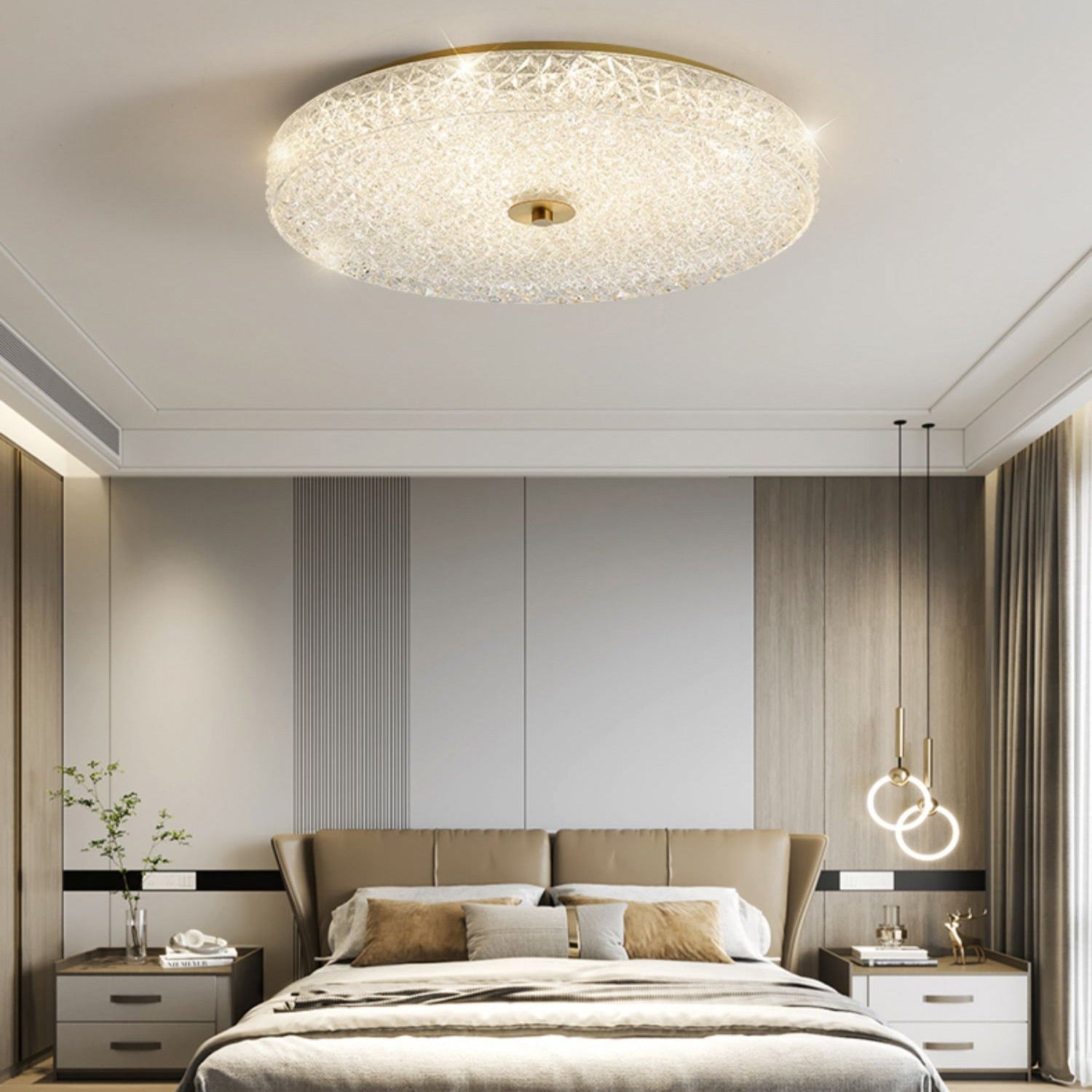Antizer Textured Glass Round Ceiling Light
