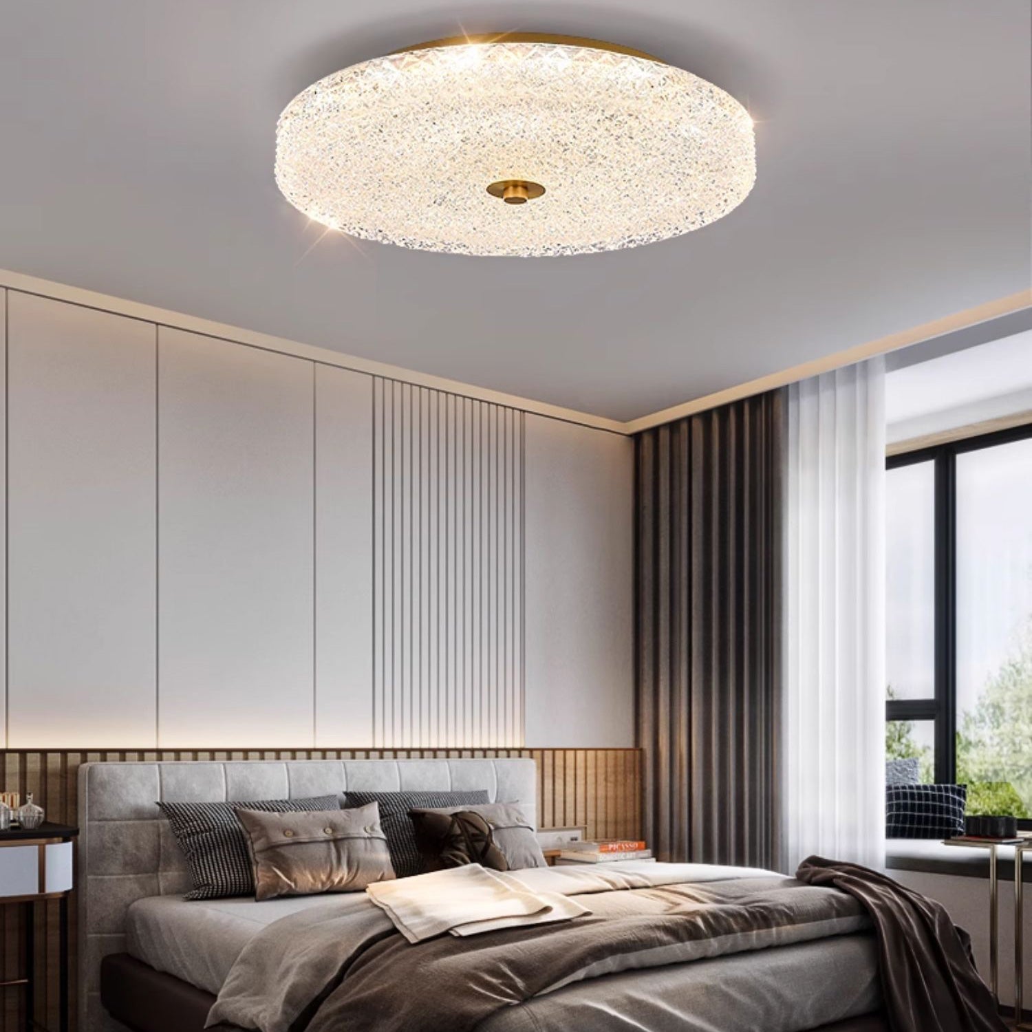 Antizer Textured Glass Round Ceiling Light