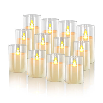 Antizer Glass Pillars Flameless Candles-Transparent