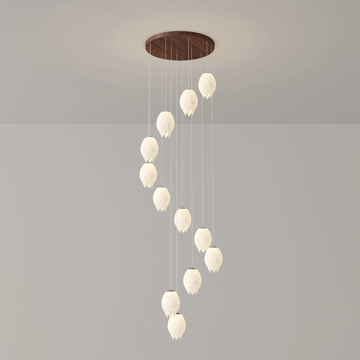 Antizer Cream Tulip Long Pendant Chandelier for Staircase