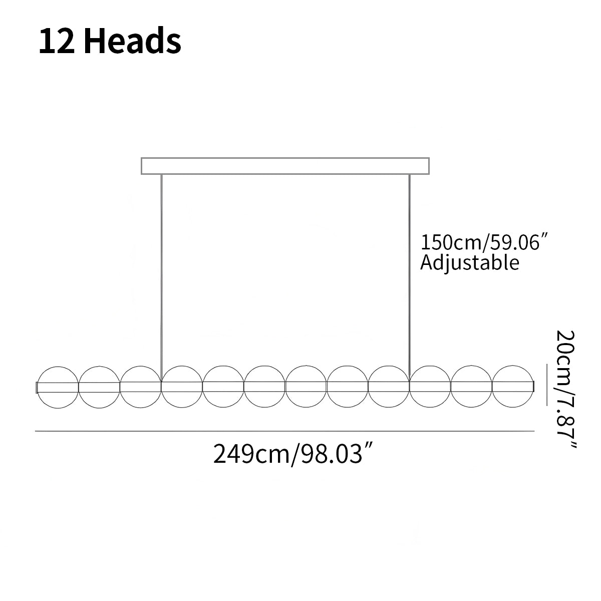 Antizer Modern Long Bubble Glass Pendant Light