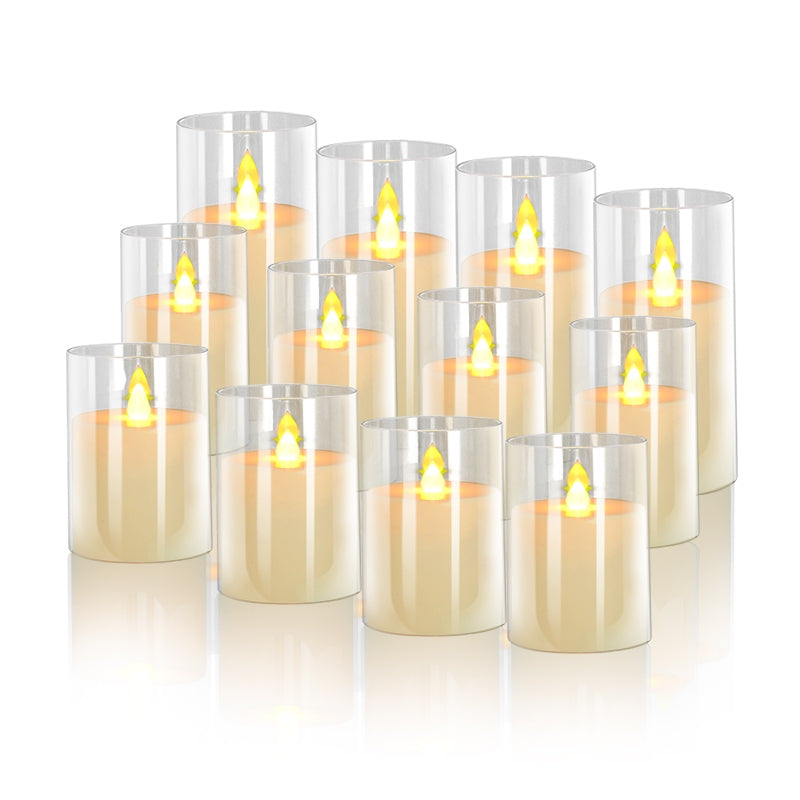 Acrylic Glass Pillar Battery Flameless Candle