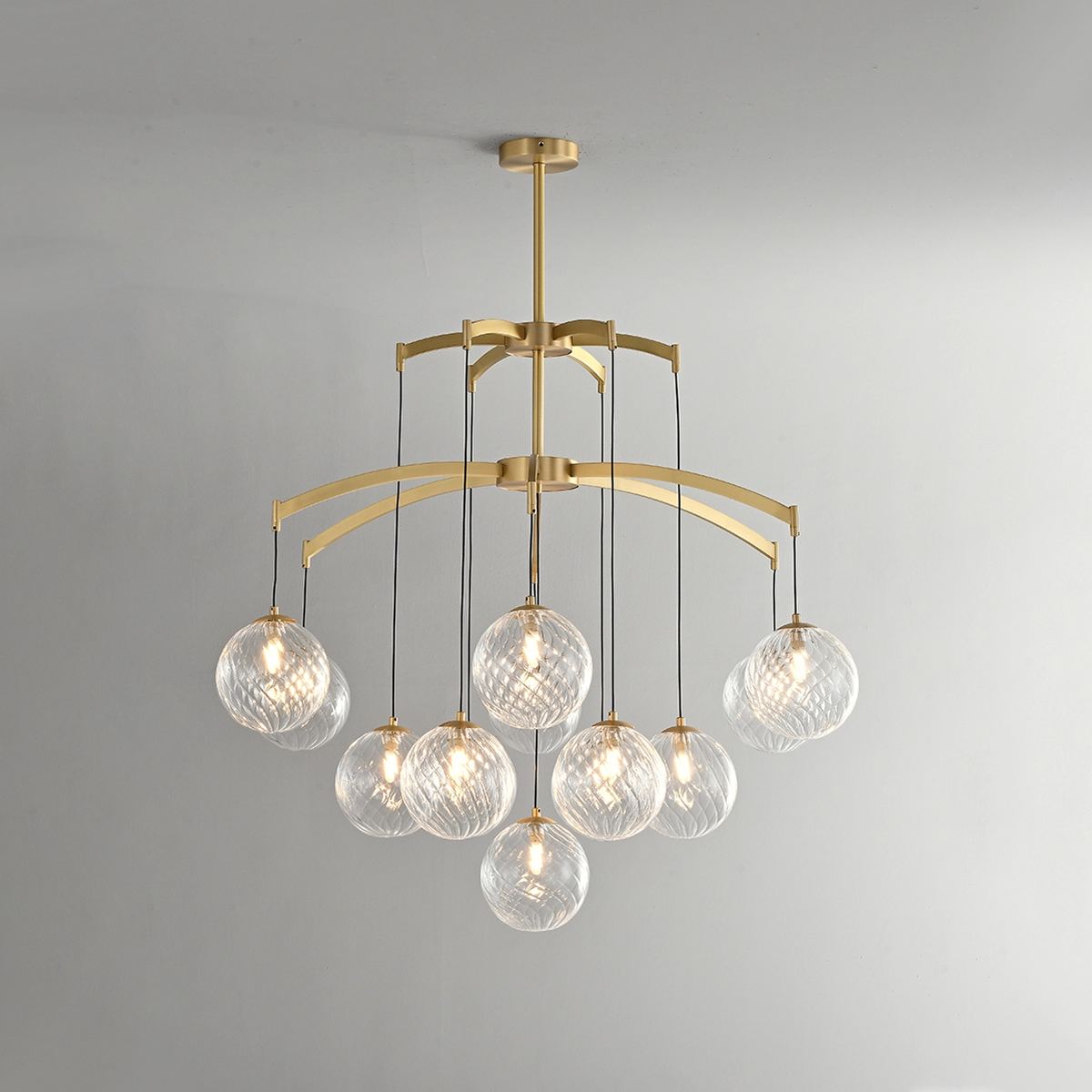 Antizer Modern Luxury Copper Glass Ball Chandelier
