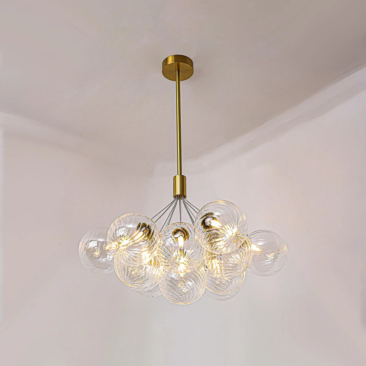 Antizer Luxury All Copper Glass Bubble Ball Chandelier