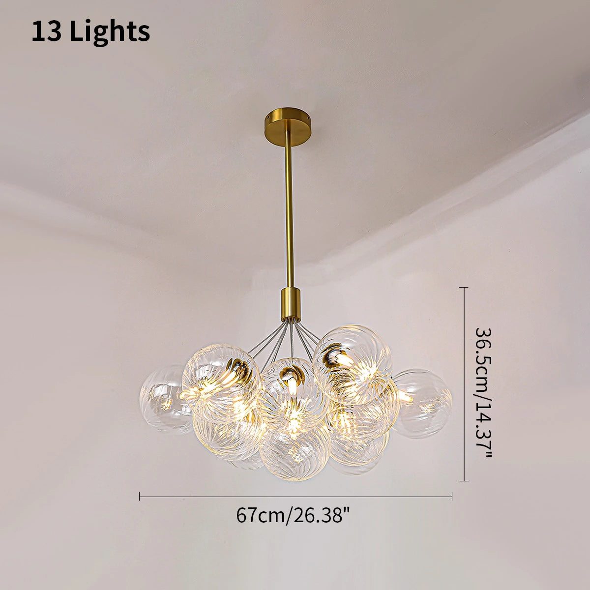 Antizer Luxury All Copper Glass Bubble Ball Chandelier