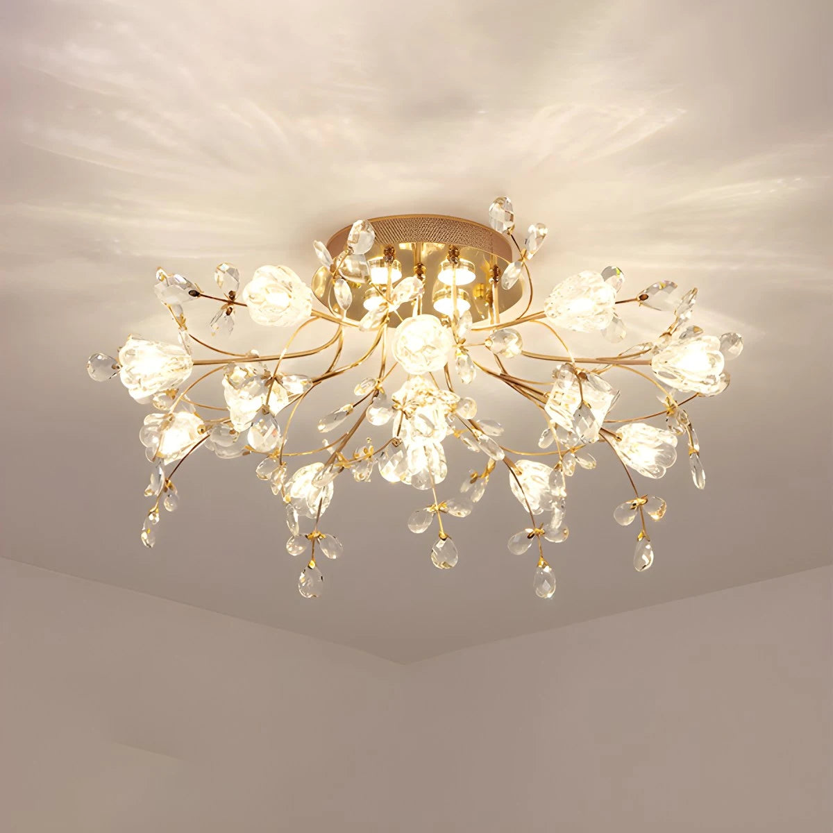 Antizer Lily Art Deco Flower Ceiling Light for Bedroom