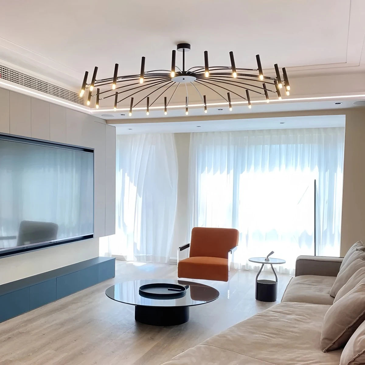 Antizer Modern Adjustable Candelabra Chandelier for Living Room