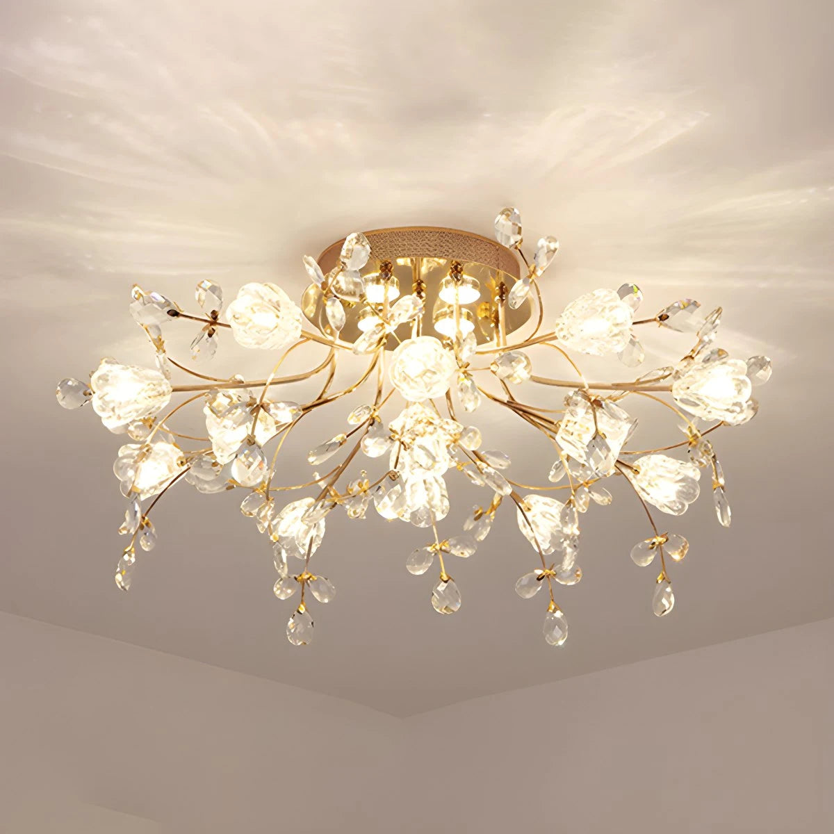 Antizer Lily Art Deco Flower Ceiling Light for Bedroom