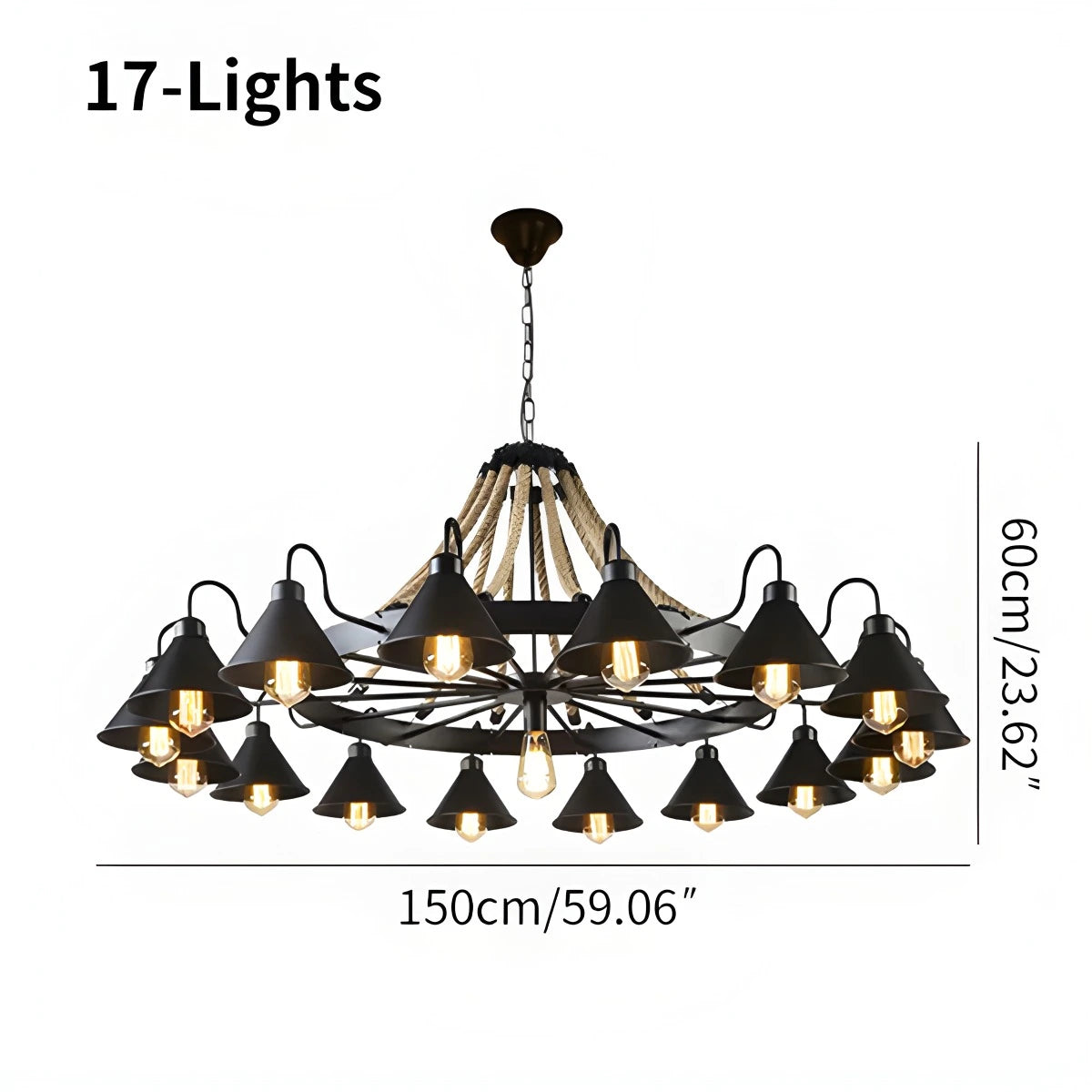 Antizer Vintage Industrial Rope Chandelier for Dining Area