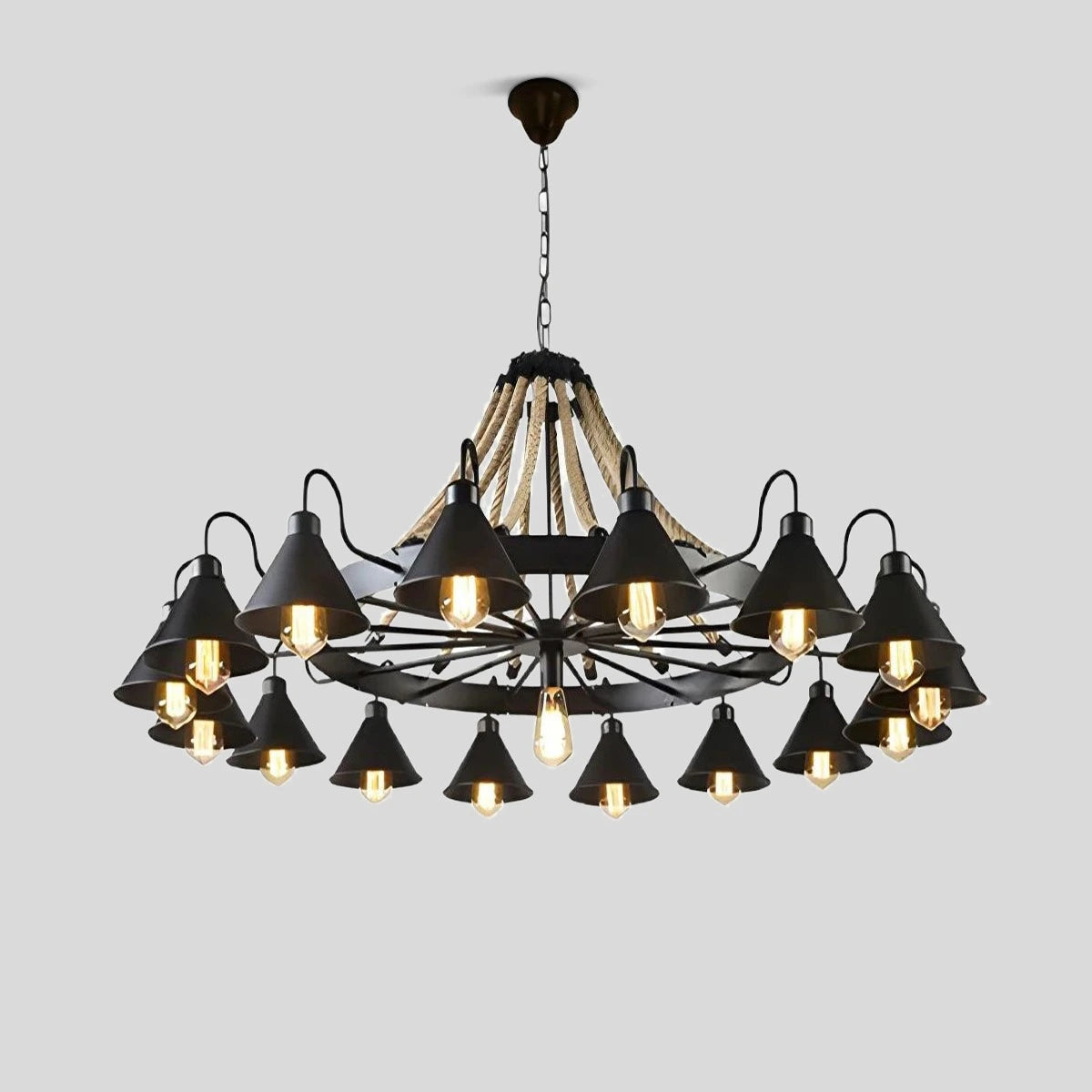 Antizer Vintage Industrial Rope Chandelier for Dining Area