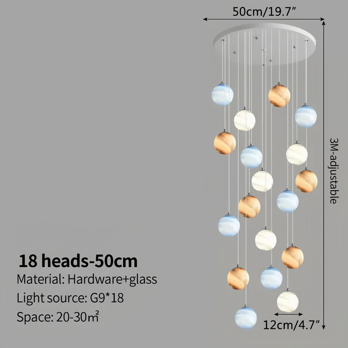 Antizer Modern Attic 3D Moon Celestial Chandelier