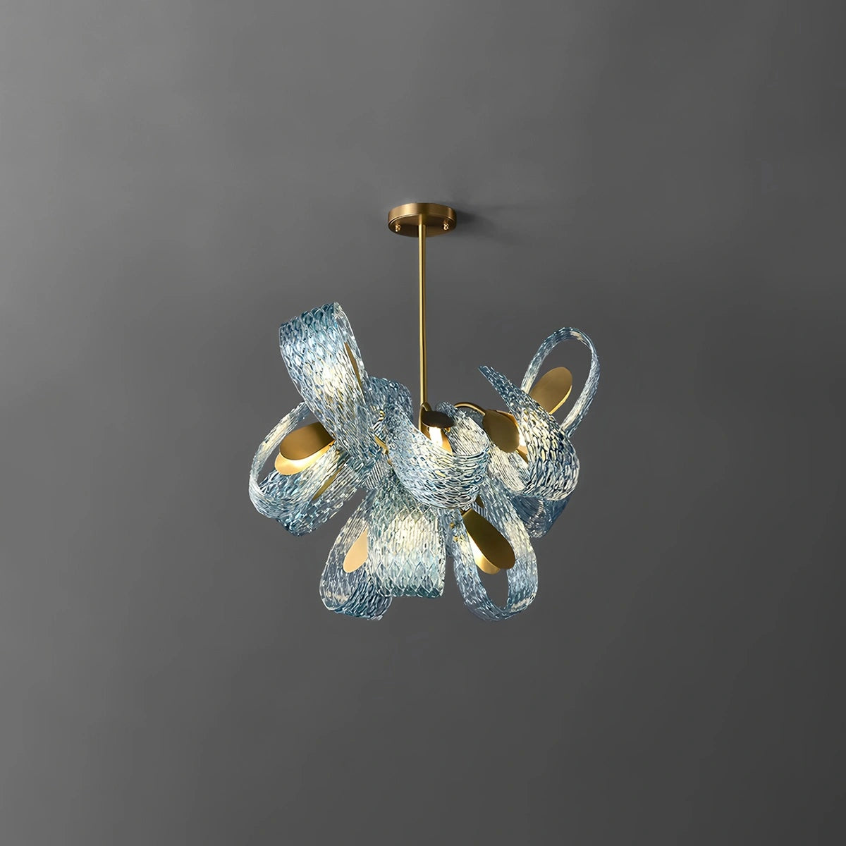 Antizer Peacock Blue Art Glass Chandelier for Dining Room