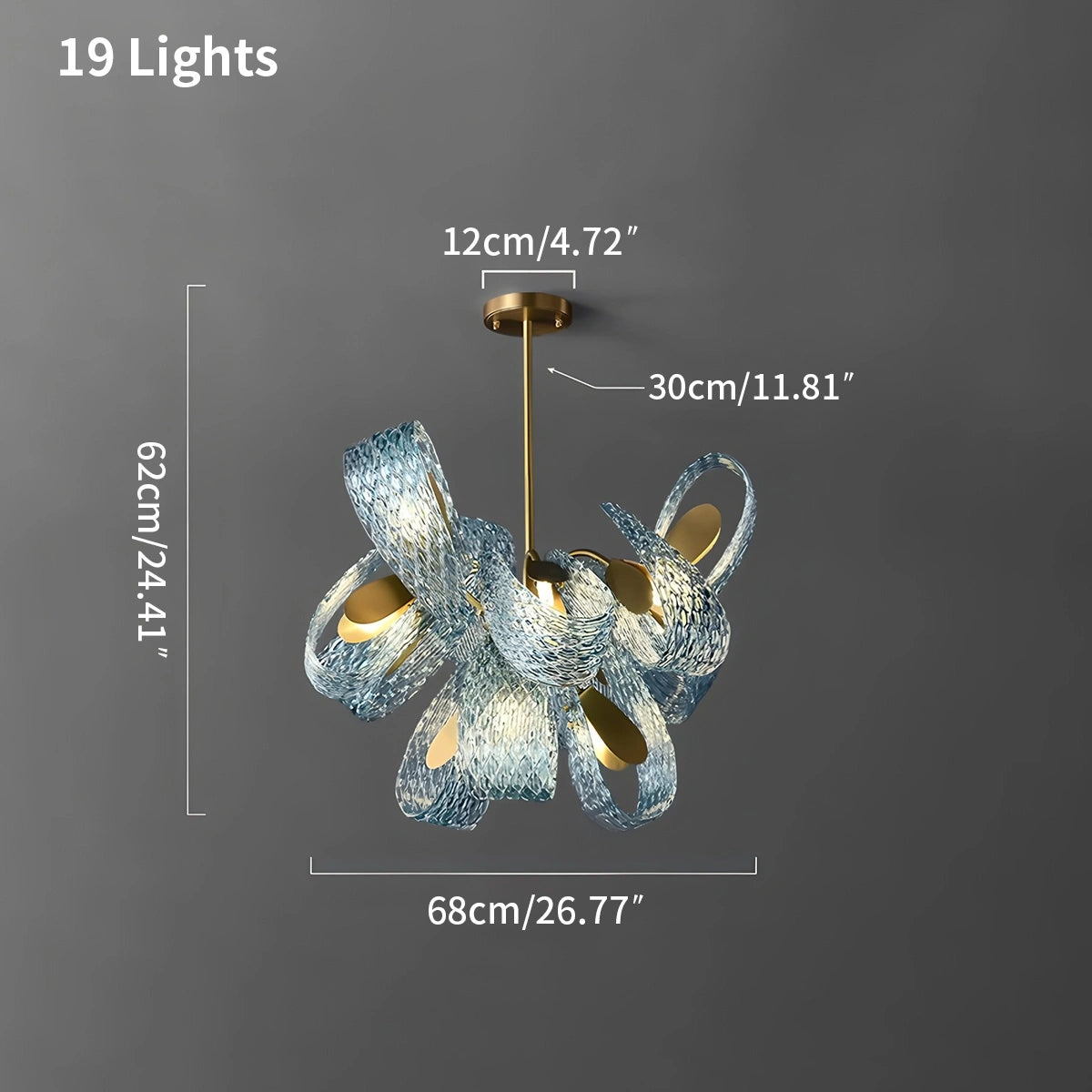 Antizer Peacock Blue Art Glass Chandelier for Dining Room
