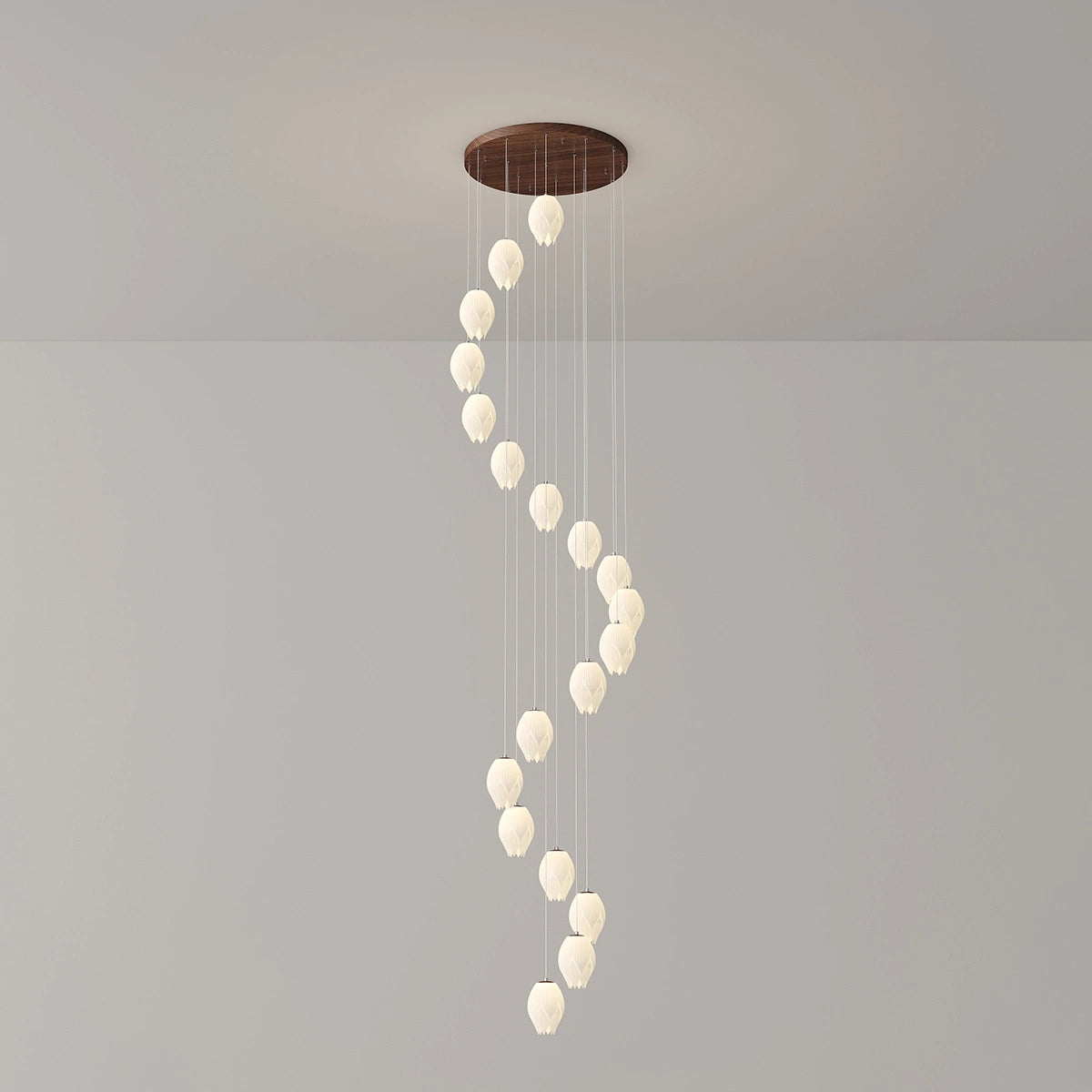 Antizer Cream Tulip Long Pendant Chandelier for Staircase