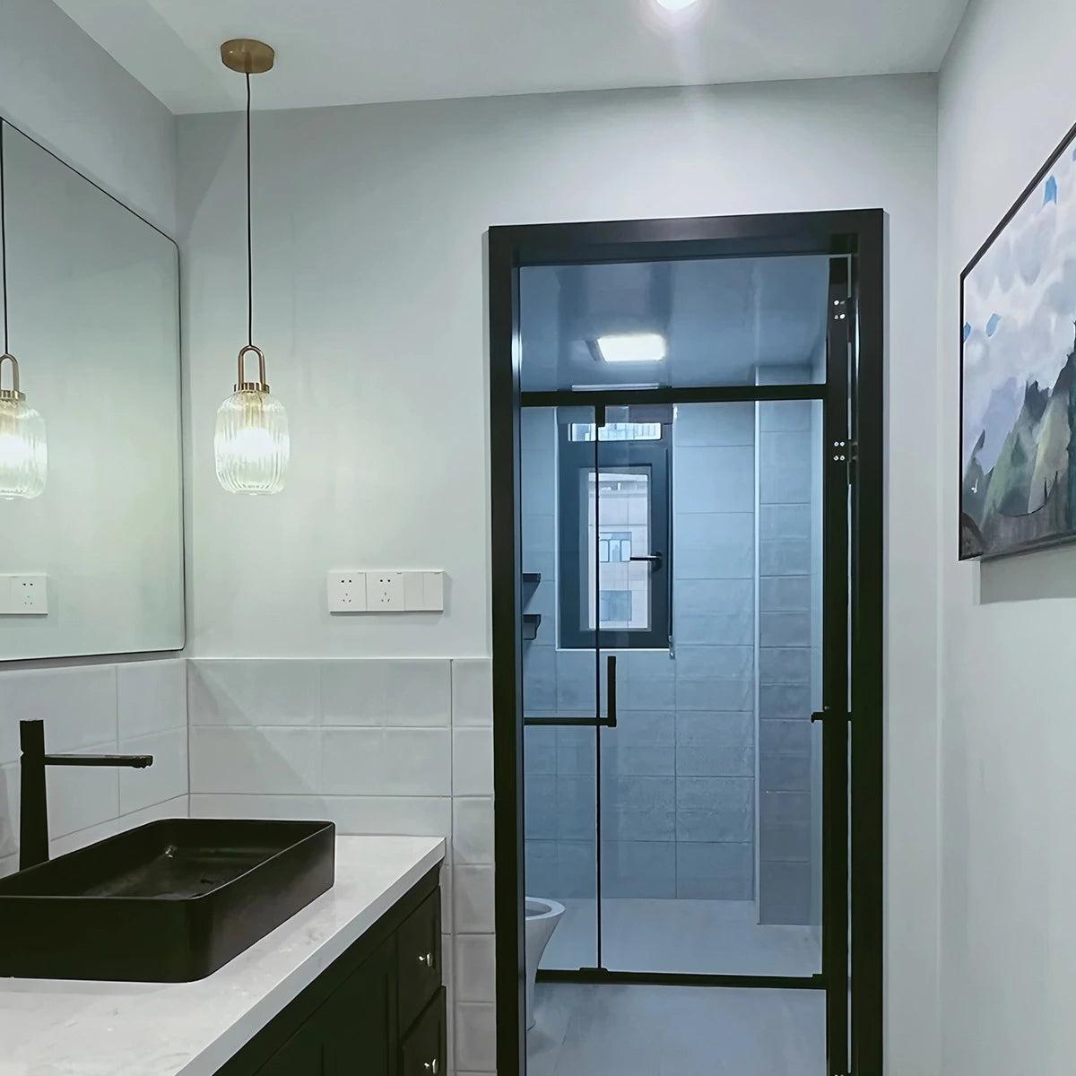 Antizer Modern Ribbed Clear Glass Pendant Light