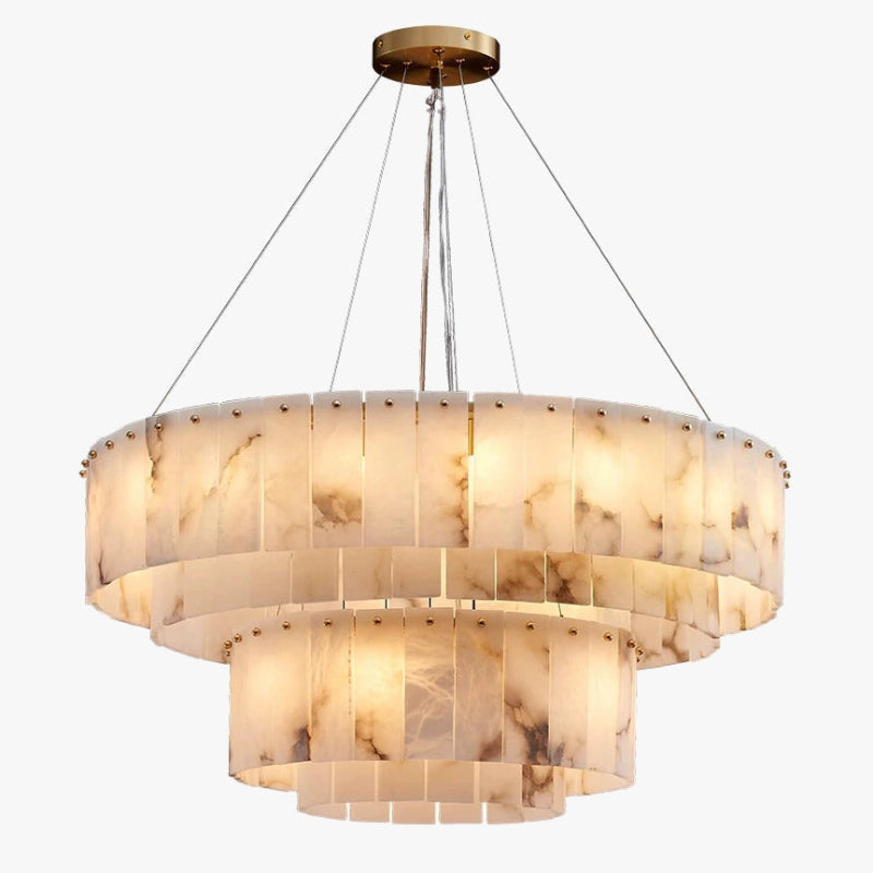 Antizer Modern Luxury Tiered Ring Alabaster Chandelier
