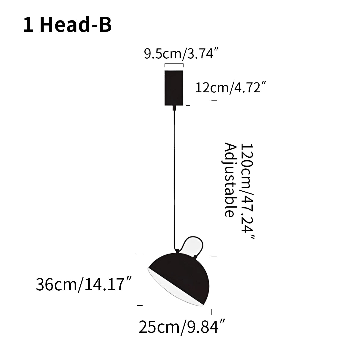 Antizer Nordic Minimalist Black Semi-Circular Pendant Light