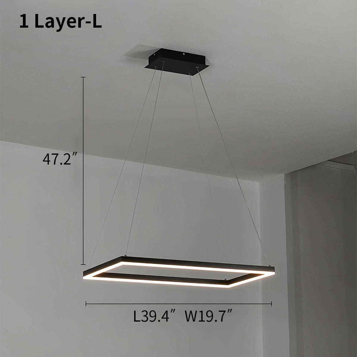 Antizer Modern Black Tiered Rectangular Chandelier