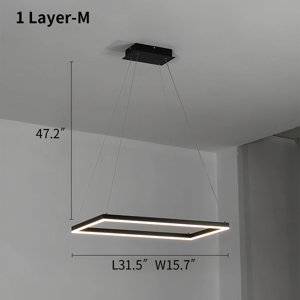 Antizer Modern Black Tiered Rectangular Chandelier