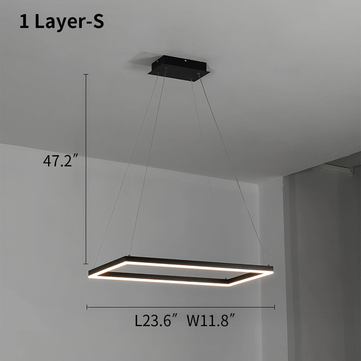 Antizer Modern Black Tiered Rectangular Chandelier