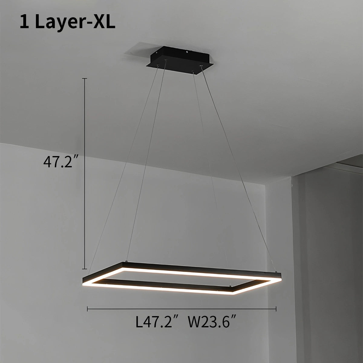 Antizer Modern Black Tiered Rectangular Chandelier