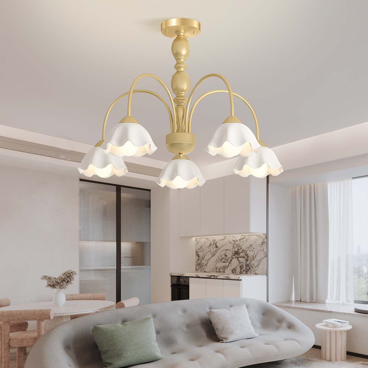 French Pastoral Style Flower Chandelier