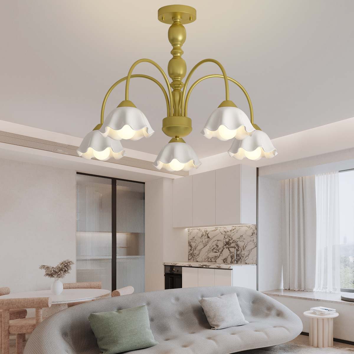 French Pastoral Style Flower Chandelier