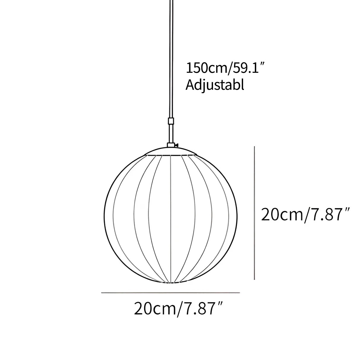 globe pendant light size
